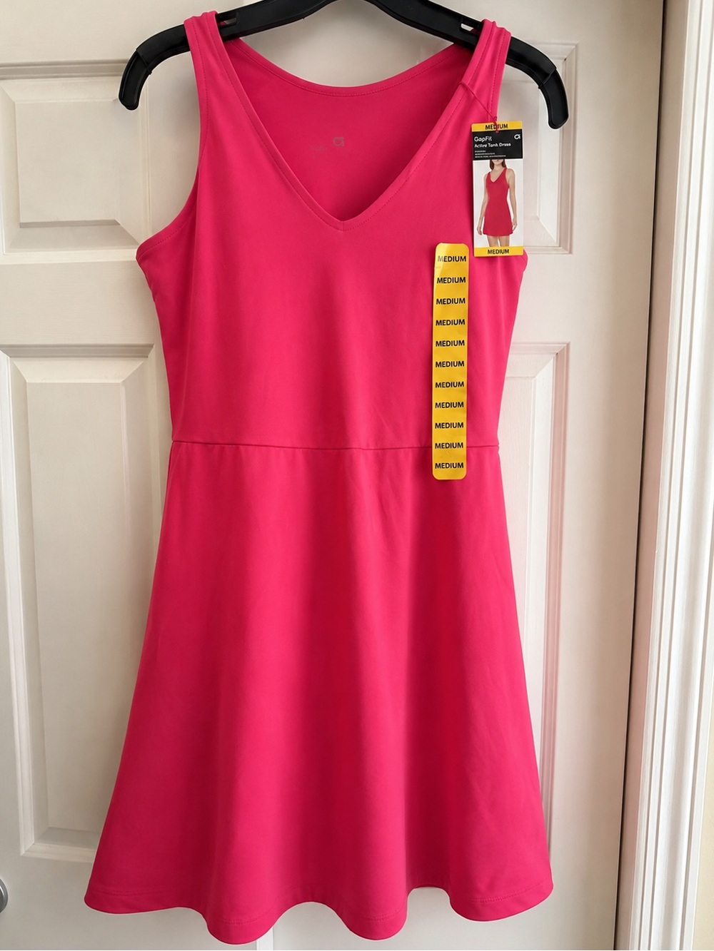 NWT GAP - Bright Rose/ Pink V-Neck Active Mini Dress- built in shorts